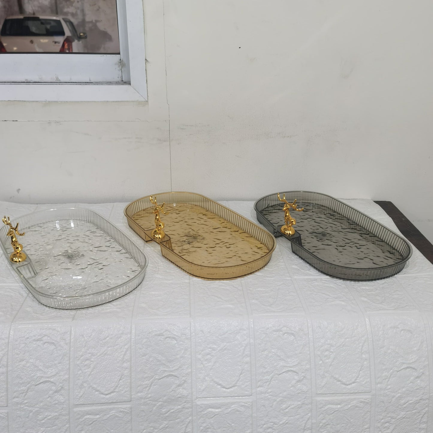 Acrylic Deer Serving Oval Tray Small