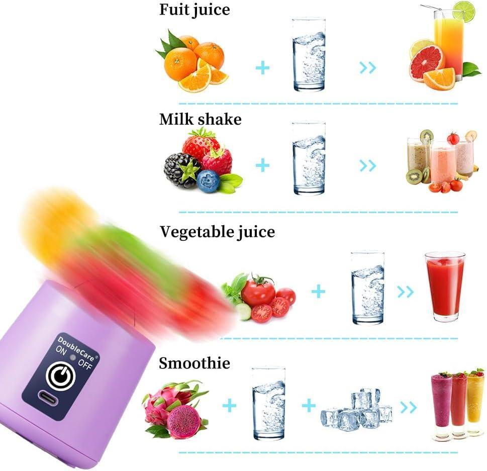 6 Blades USB Rechargeable Portable Juice Blender 380ml | Mini Smoothie Maker Bottle - COD Pakistan
