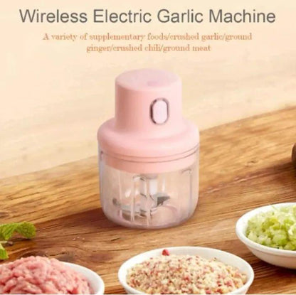Mini USB Rechargeable Electric Food Chopper 250ml | Portable Wireless Garlic & Vegetable Chopper - COD Pakistan
