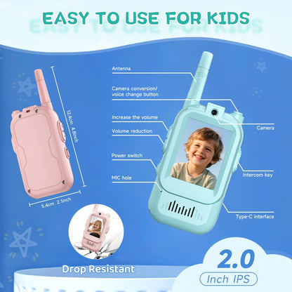 Video Walkie Talkie Set Rechargeable for Kids