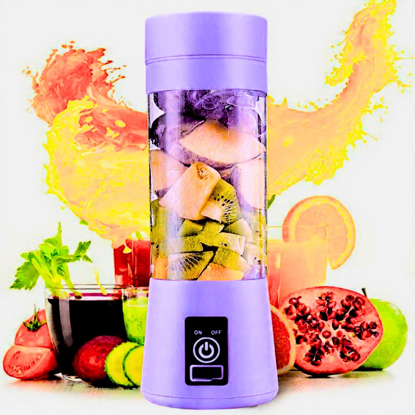 6 Blades USB Rechargeable Portable Juice Blender 380ml | Mini Smoothie Maker Bottle - COD Pakistan