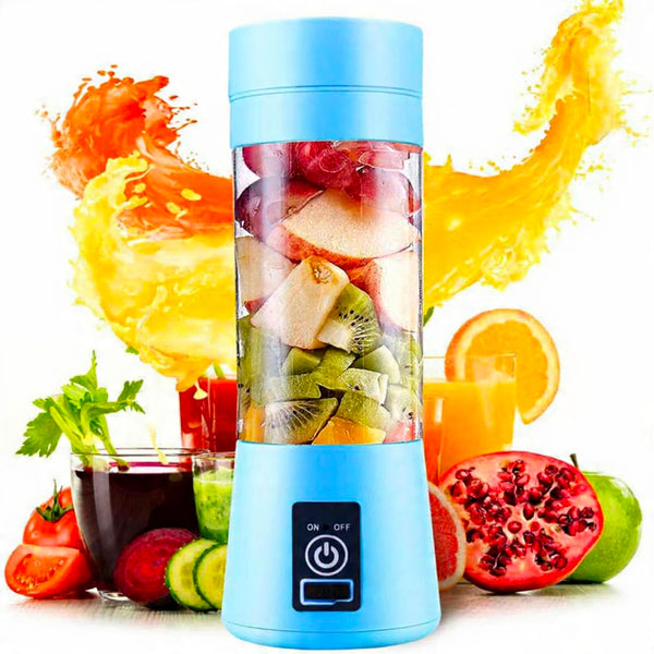 6 Blades USB Rechargeable Portable Juice Blender 380ml | Mini Smoothie Maker Bottle - COD Pakistan
