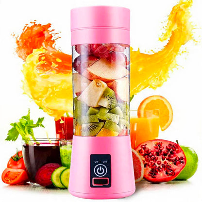 6 Blades USB Rechargeable Portable Juice Blender 380ml | Mini Smoothie Maker Bottle - COD Pakistan