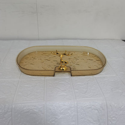 Acrylic Deer Serving Oval Tray Small