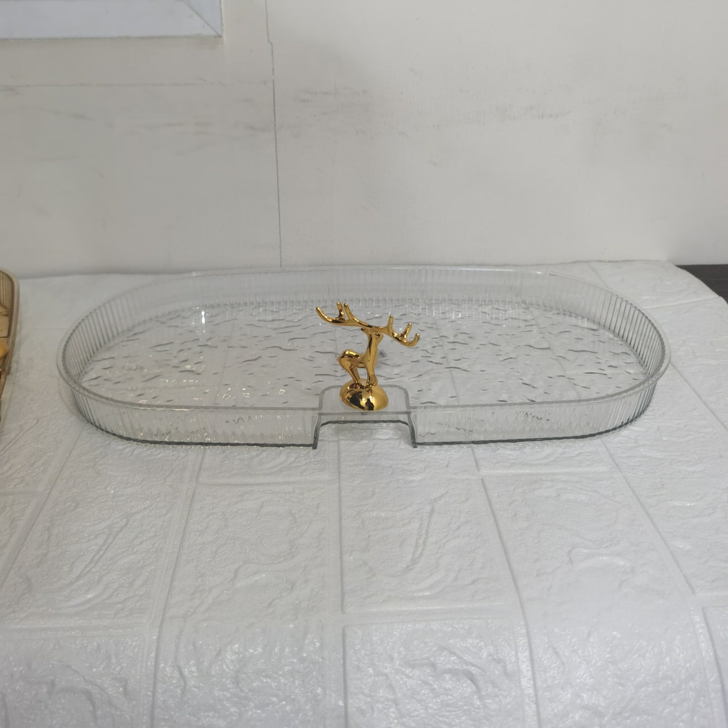 Acrylic Deer Serving Oval Tray Small