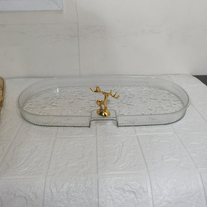 Acrylic Deer Serving Oval Tray Small