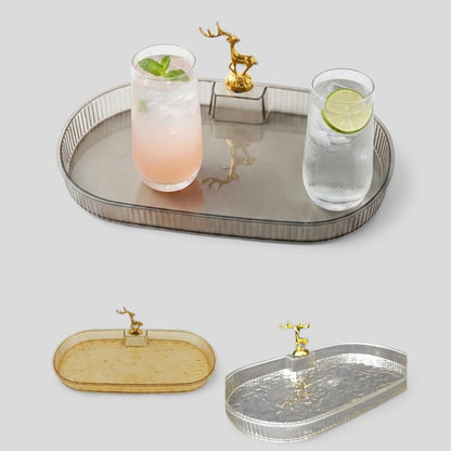 Acrylic Deer Serving Oval Tray Small