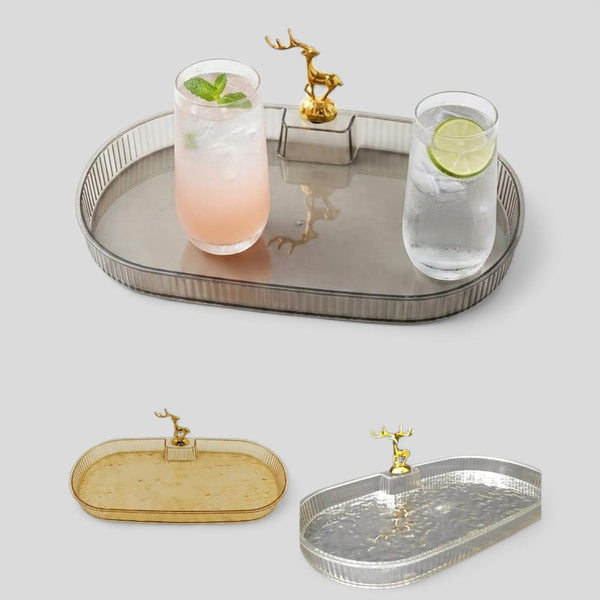 Acrylic Deer Serving Oval Tray Small