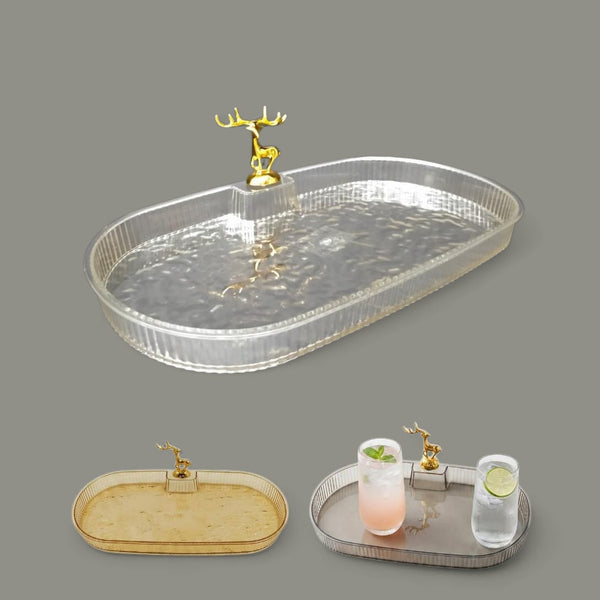 Acrylic Deer Serving Oval Tray Small
